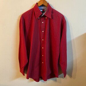 TOMMY HILFIGER LARGE (6/6) RED LONG-SLEEVE BUTTON-DOWN SHIRT / NEW WITHOUT TAG